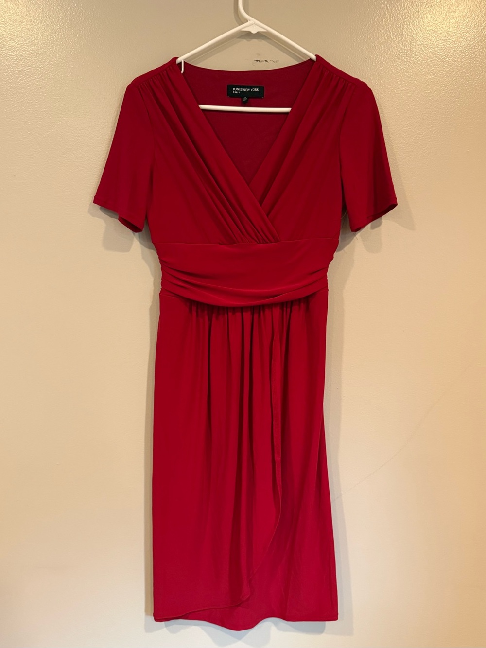 Jones New York Red Faux-Wrap Sheath Dress